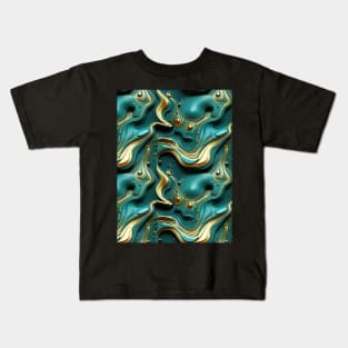 Funky Facade: Trompe-l’oeil Green Turquoise and Gold Kids T-Shirt